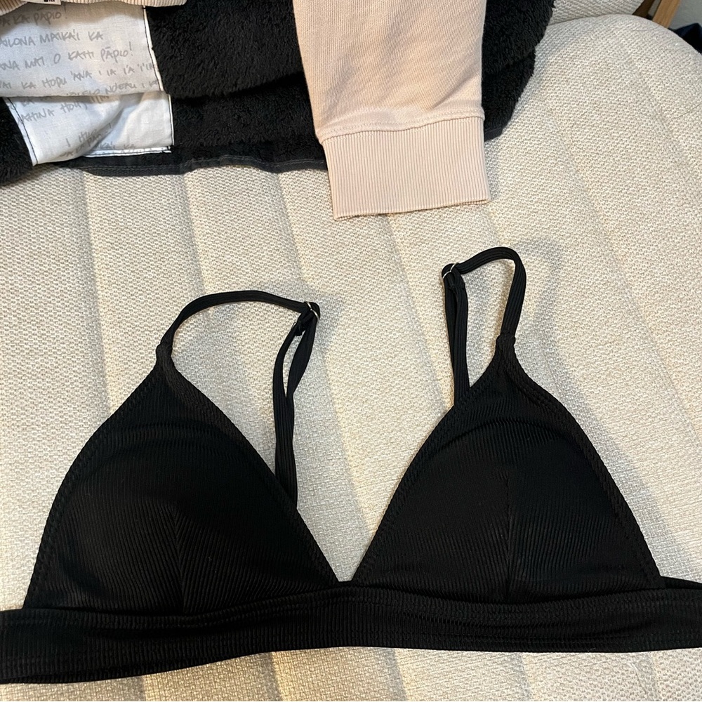 Triangle black bikini top
